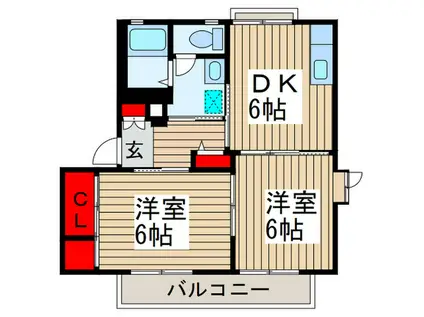 セントラルヴィレッジD(2DK/2階)の間取り写真