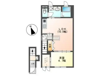 グルナード(1LDK/2階)の間取り写真