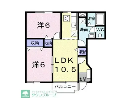 グリーンパールB(2LDK/1階)の間取り写真