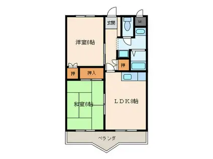 コンフォート南塚口P-2(2LDK/3階)の間取り写真