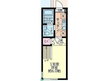 仮シティハイツ新磯野1号棟(1K/1階)の間取り写真