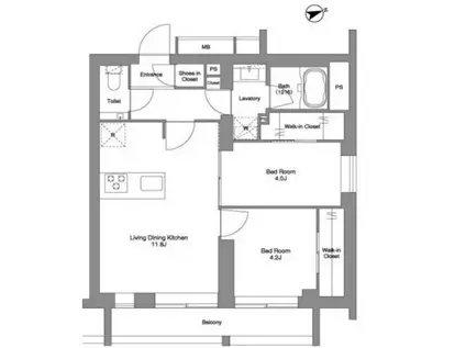 オームコート四谷(2LDK/3階)の間取り写真