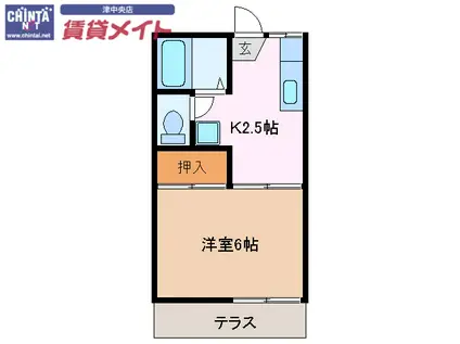 サニーライフ栗真A(1K/2階)の間取り写真