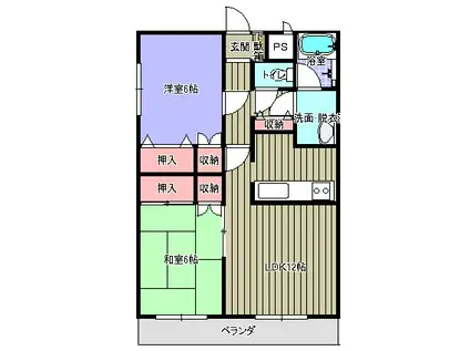 クレールレステII(2LDK/1階)の間取り写真