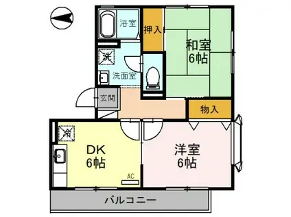 ハイムカール梅寿(2DK/3階)の間取り写真