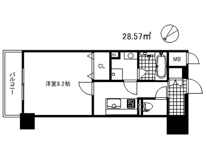ボンニー元町(1K/7階)の間取り写真