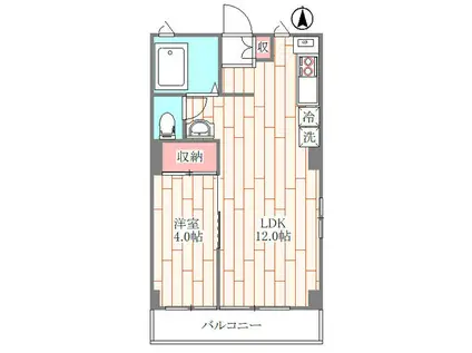 ソレイユ相模原(1LDK/3階)の間取り写真