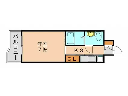 スパークリングタワー西門橋(1K/10階)の間取り写真