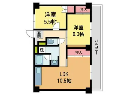 ビレッジハウス山本2号棟(3DK/5階)の間取り写真