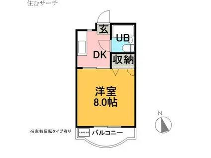 マンションあづま(1K/3階)の間取り写真