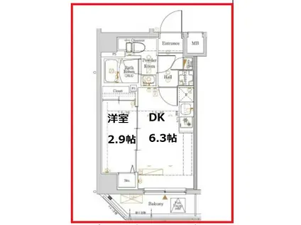 ログ東京スカイツリー(1DK/2階)の間取り写真