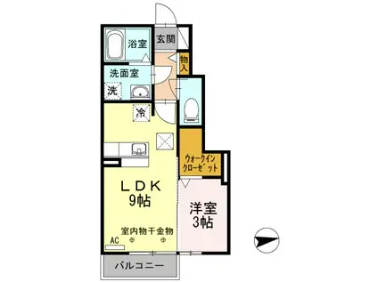 NOBLE(1LDK/1階)の間取り写真