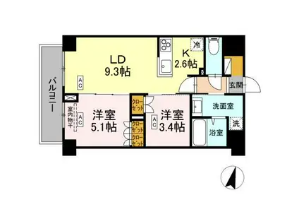 ロイジェント西新井(2LDK/5階)の間取り写真