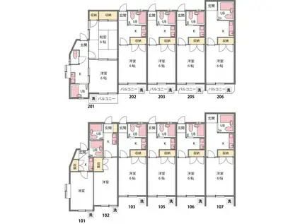 グレース華(1K/2階)の間取り写真