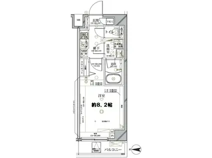 ディアレイシャス押上SKY TOWN(1K/7階)の間取り写真