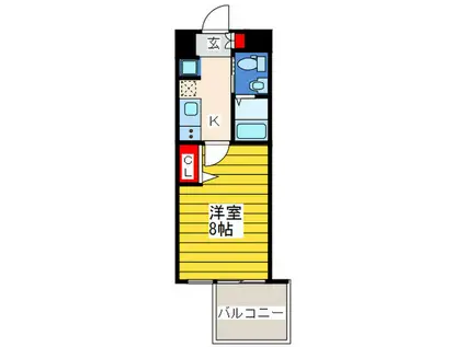 SERENITE上町台(1K/2階)の間取り写真