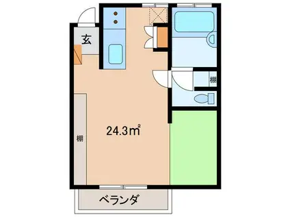 バンハウス(ワンルーム/1階)の間取り写真