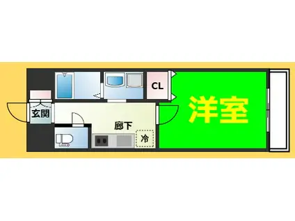 オーロラ・タワー難波(1K/3階)の間取り写真