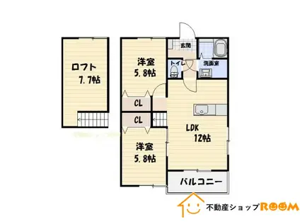 SATIS瀬高(2LDK/2階)の間取り写真
