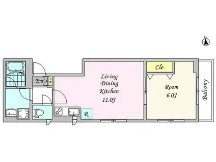 CASA下北沢(1LDK/1階)の間取り写真
