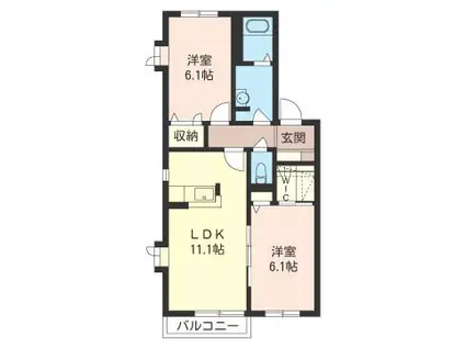 フォレストビレッジノースI(2LDK/2階)の間取り写真