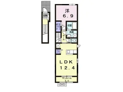 ブリーズ(1LDK/2階)の間取り写真