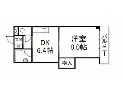 カースルⅡ(1DK/2階)の間取り写真