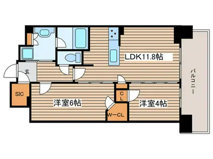 ザ・パークハウス上前津フロント(2LDK/13階)の間取り写真