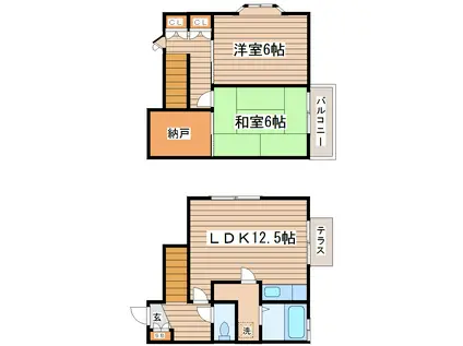 八乙女庵(2LDK/1階)の間取り写真