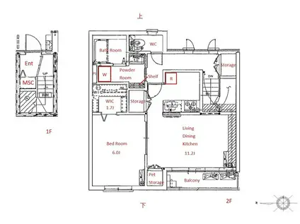 SCHWALBE(1LDK/2階)の間取り写真