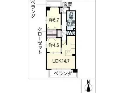 SKY TERRACEII(2LDK/5階)の間取り写真