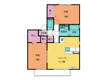 TOI ET MOI弐番館(2LDK/1階)の間取り写真