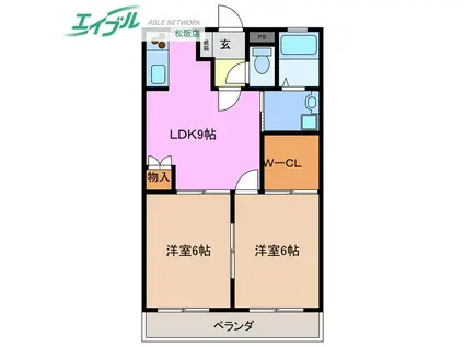 レジデンス善(2LDK/4階)の間取り写真