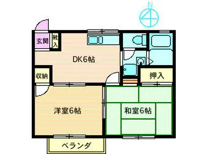 ウインドハイツ塩脇(2DK/2階)の間取り写真