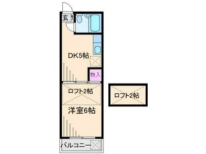 レオパレスリバーワン(1DK/1階)の間取り写真