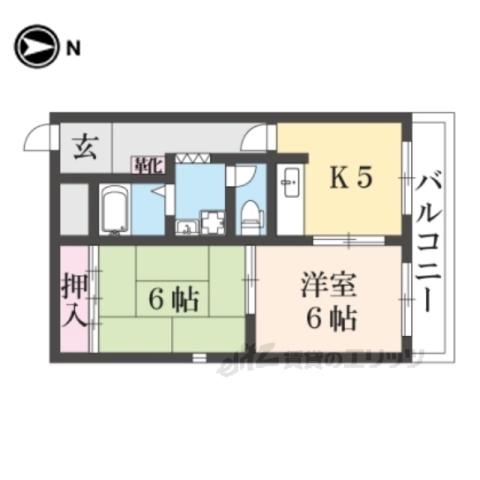 インナミマンション(2DK/4階)の間取り写真