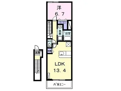 グランツ(1LDK/2階)の間取り写真