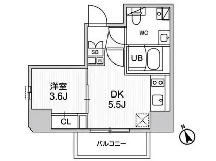 SYFORME江戸川橋(1DK/8階)の間取り写真