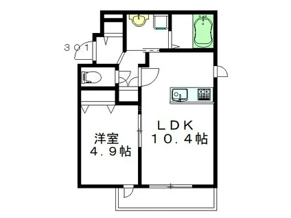 へーベルメゾン西荻窪(1LDK/3階)の間取り写真