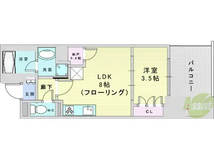 BRILLIATOWER箕面船場TOP OF THE HILL(1LDK/4階)の間取り写真