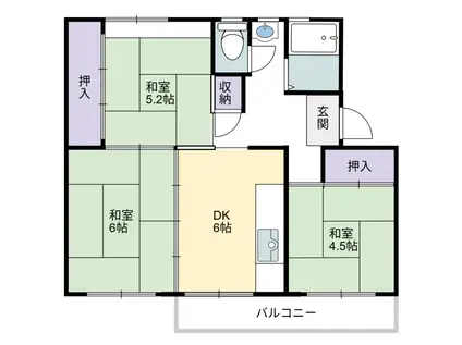 夏見台団地(3DK/5階)の間取り写真