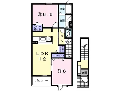 プロムナ-ドA(2LDK/2階)の間取り写真