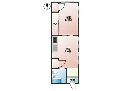 鈴木アパート(1DK/1階)の間取り写真