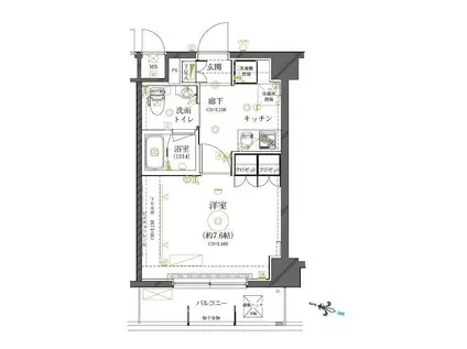 クレイシア世田谷船橋(1K/4階)の間取り写真