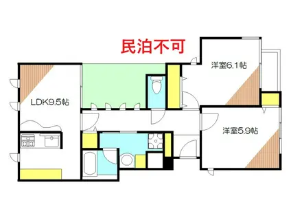 ラ・リュエル笹塚 2LDK US(2LDK/1階)の間取り写真