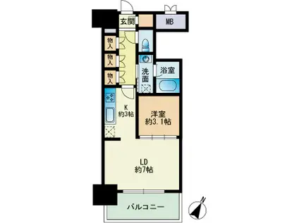 RJRプレシア博多楽水園(1LDK/13階)の間取り写真