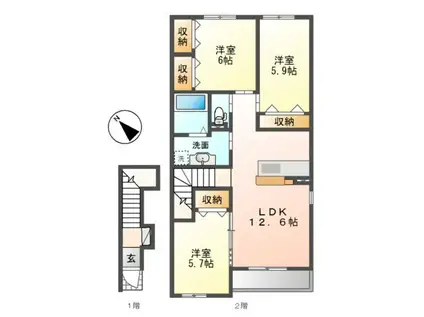 エトワールC(3LDK/2階)の間取り写真