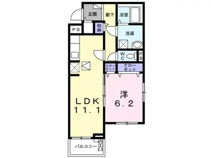 エクセルII(1LDK/1階)の間取り写真
