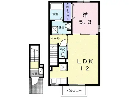 アプファールドII(1LDK/2階)の間取り写真