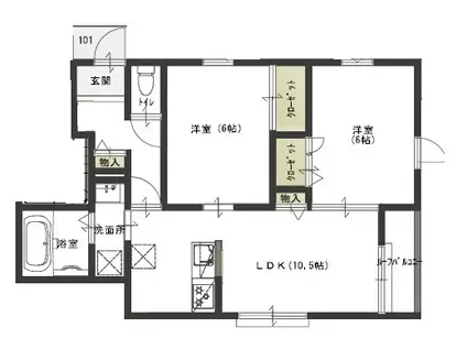 ココル東(2LDK/1階)の間取り写真